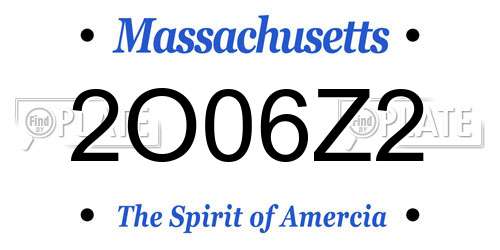2O06Z2 Massachusetts License Plate