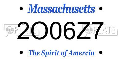2O06Z7 Massachusetts License Plate