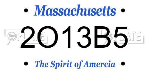 2O13B5 Massachusetts License Plate