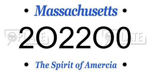 2O22O0 Massachusetts License Plate