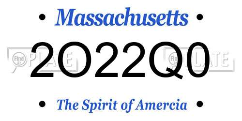 2O22Q0 Massachusetts License Plate