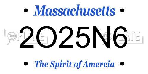 2O25N6 Massachusetts License Plate