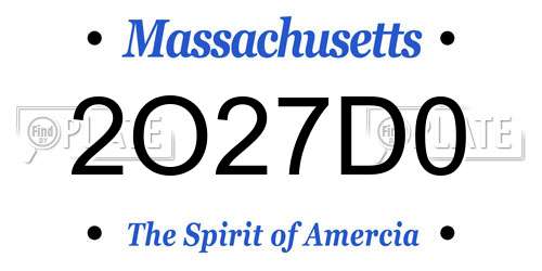 2O27D0 Massachusetts License Plate