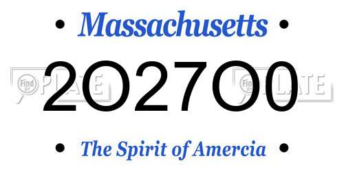 2O27O0 Massachusetts License Plate
