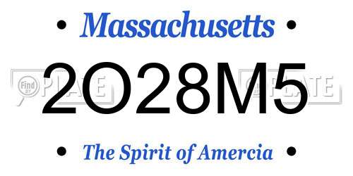 2O28M5 Massachusetts License Plate