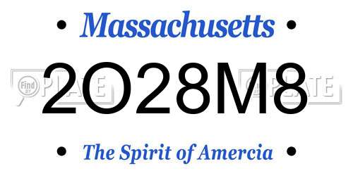 2O28M8 Massachusetts License Plate