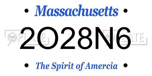 2O28N6 Massachusetts License Plate