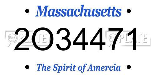 2O34471 Massachusetts License Plate
