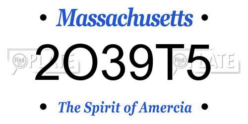 2O39T5 Massachusetts License Plate