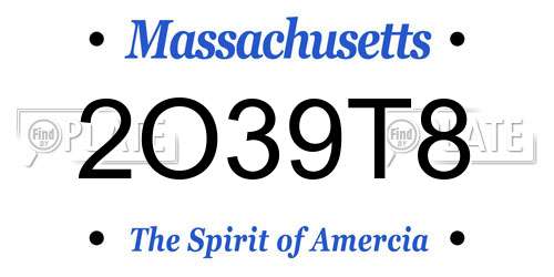 2O39T8 Massachusetts License Plate
