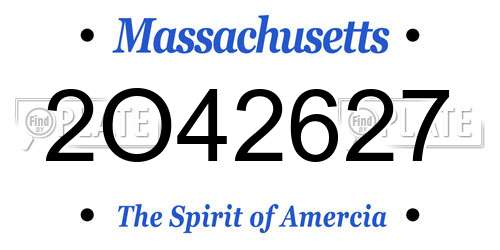 2O42627 Massachusetts License Plate