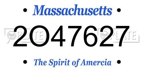 2O47627 Massachusetts License Plate