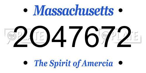 2O47672 Massachusetts License Plate