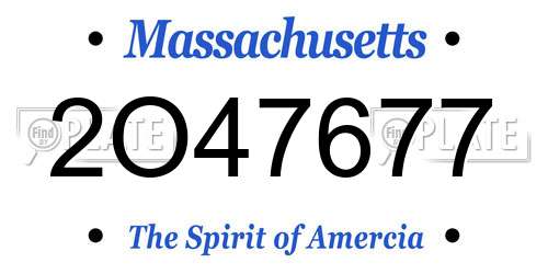 2O47677 Massachusetts License Plate