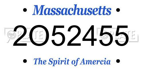 2O52455 Massachusetts License Plate