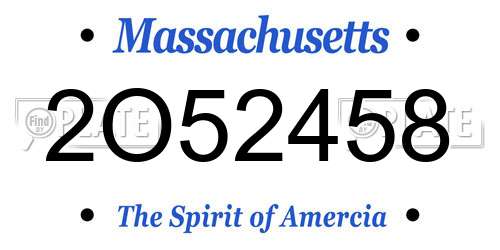 2O52458 Massachusetts License Plate