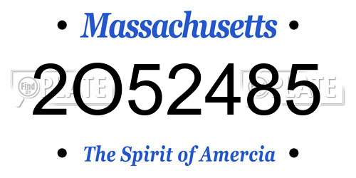 2O52485 Massachusetts License Plate