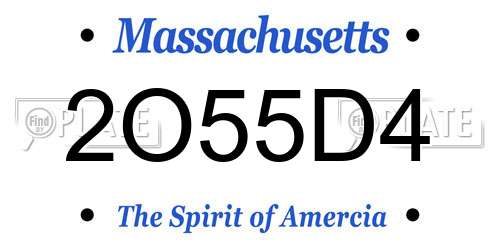 2O55D4 Massachusetts License Plate