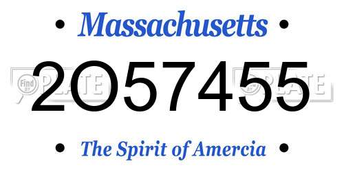 2O57455 Massachusetts License Plate