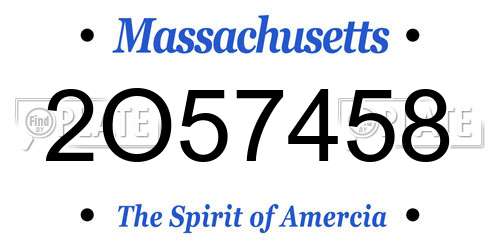 2O57458 Massachusetts License Plate