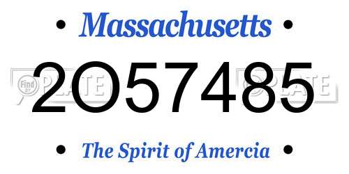 2O57485 Massachusetts License Plate