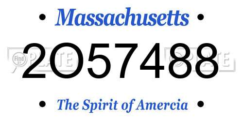 2O57488 Massachusetts License Plate