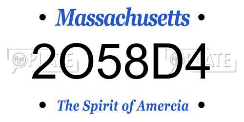 2O58D4 Massachusetts License Plate