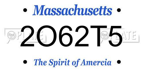 2O62T5 Massachusetts License Plate