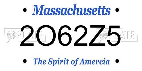 2O62Z5 Massachusetts License Plate