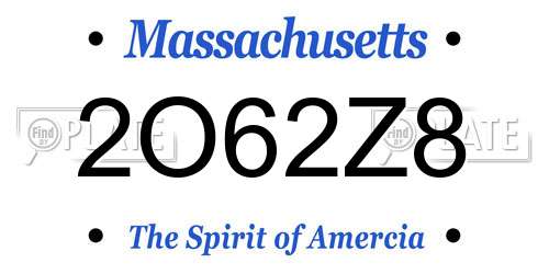 2O62Z8 Massachusetts License Plate
