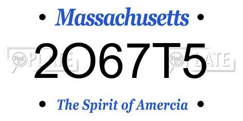 2O67T5 Massachusetts License Plate