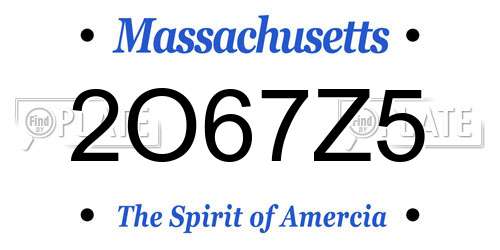 2O67Z5 Massachusetts License Plate