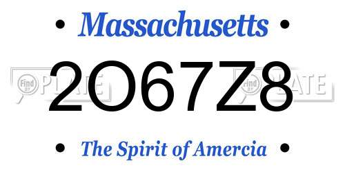 2O67Z8 Massachusetts License Plate