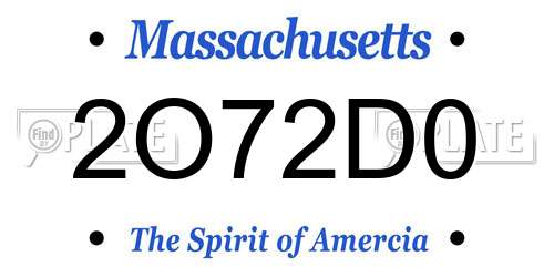 2O72D0 Massachusetts License Plate