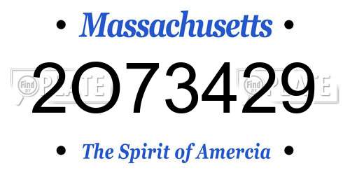 2O73429 Massachusetts License Plate