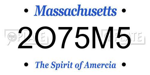 2O75M5 Massachusetts License Plate