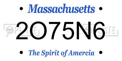 2O75N6 Massachusetts License Plate