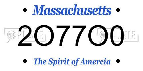 2O77O0 Massachusetts License Plate