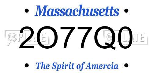 2O77Q0 Massachusetts License Plate