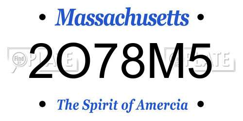2O78M5 Massachusetts License Plate