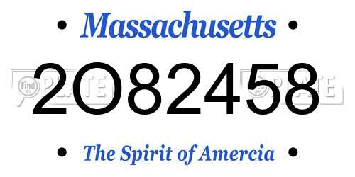2O82458 Massachusetts License Plate