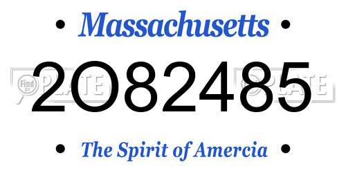 2O82485 Massachusetts License Plate
