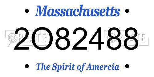 2O82488 Massachusetts License Plate