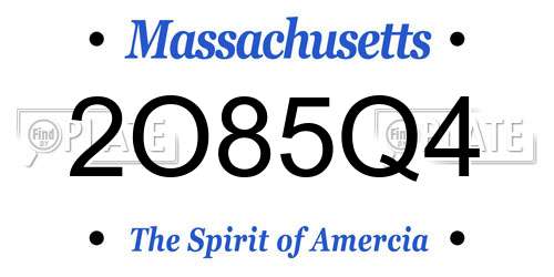 2O85Q4 Massachusetts License Plate