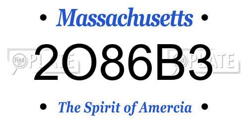 2O86B3 Massachusetts License Plate