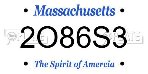 2O86S3 Massachusetts License Plate