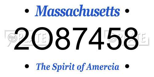 2O87458 Massachusetts License Plate