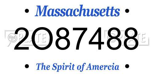 2O87488 Massachusetts License Plate