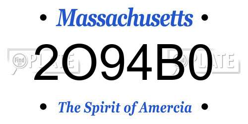 2O94B0 Massachusetts License Plate