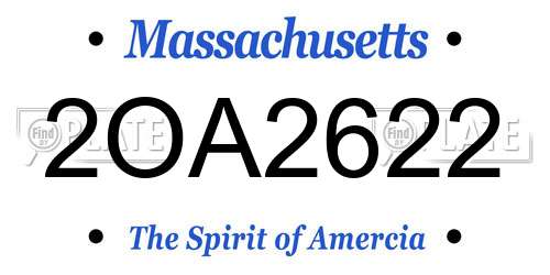 2OA2622 Massachusetts License Plate